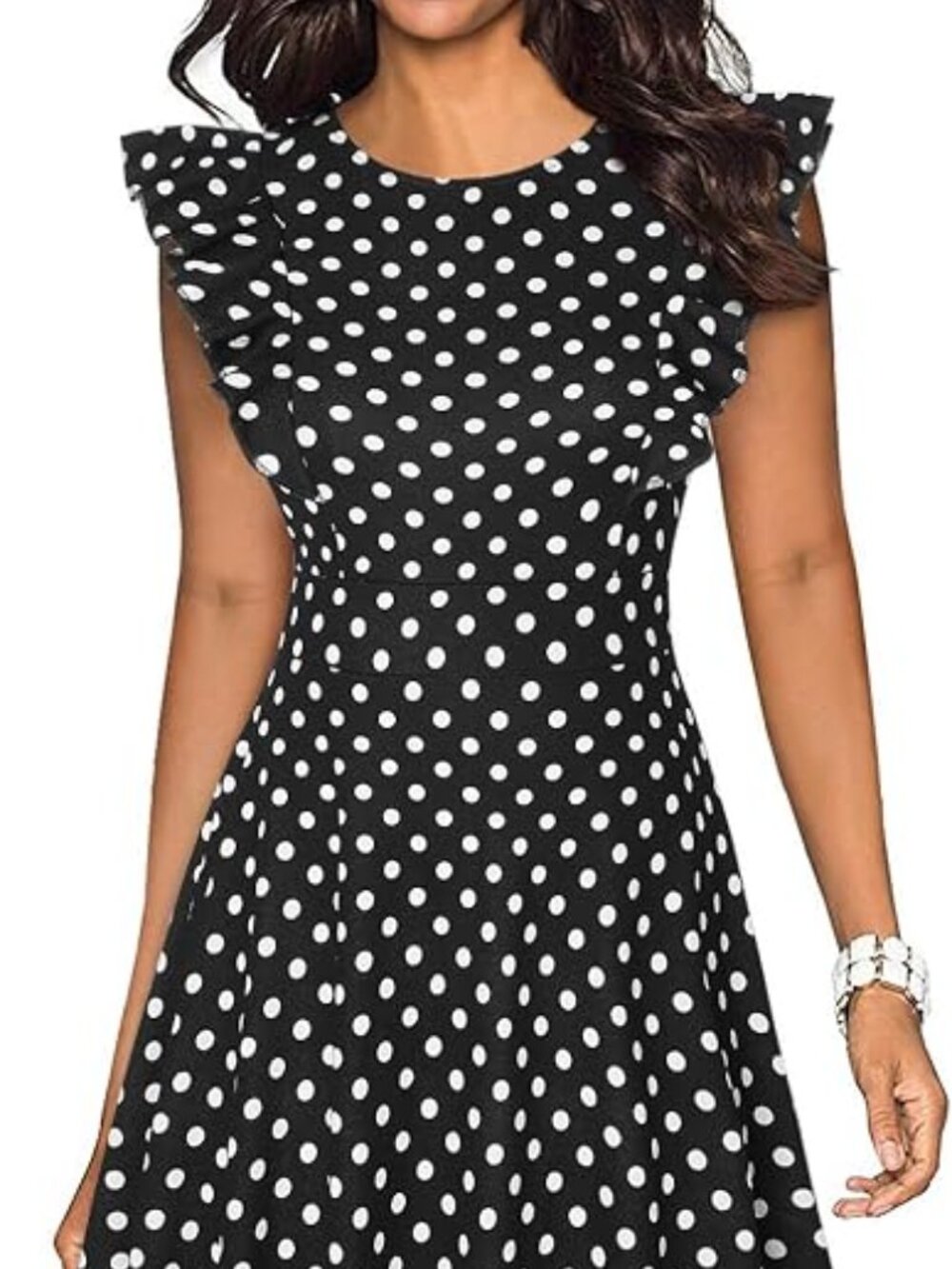 IHOT Women's Vintage Ruffle Floral Flared A Line Swing Casual Cocktail Party Dre